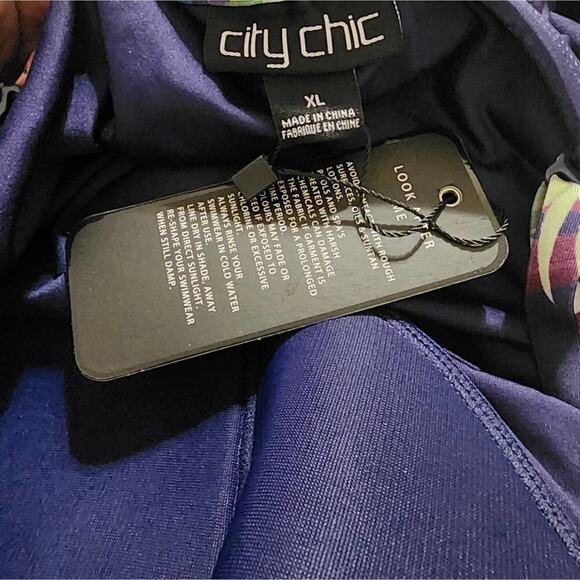 City Chic Elba Tropical Ruffle Off Shoulder One Piece Bathing Suit plus 22 24 2X - Picture 12 of 14